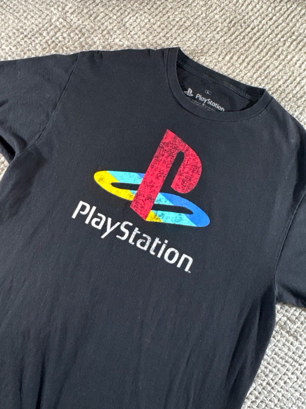 Sony PlayStation Black T‑Shirt with Multicolor Logo